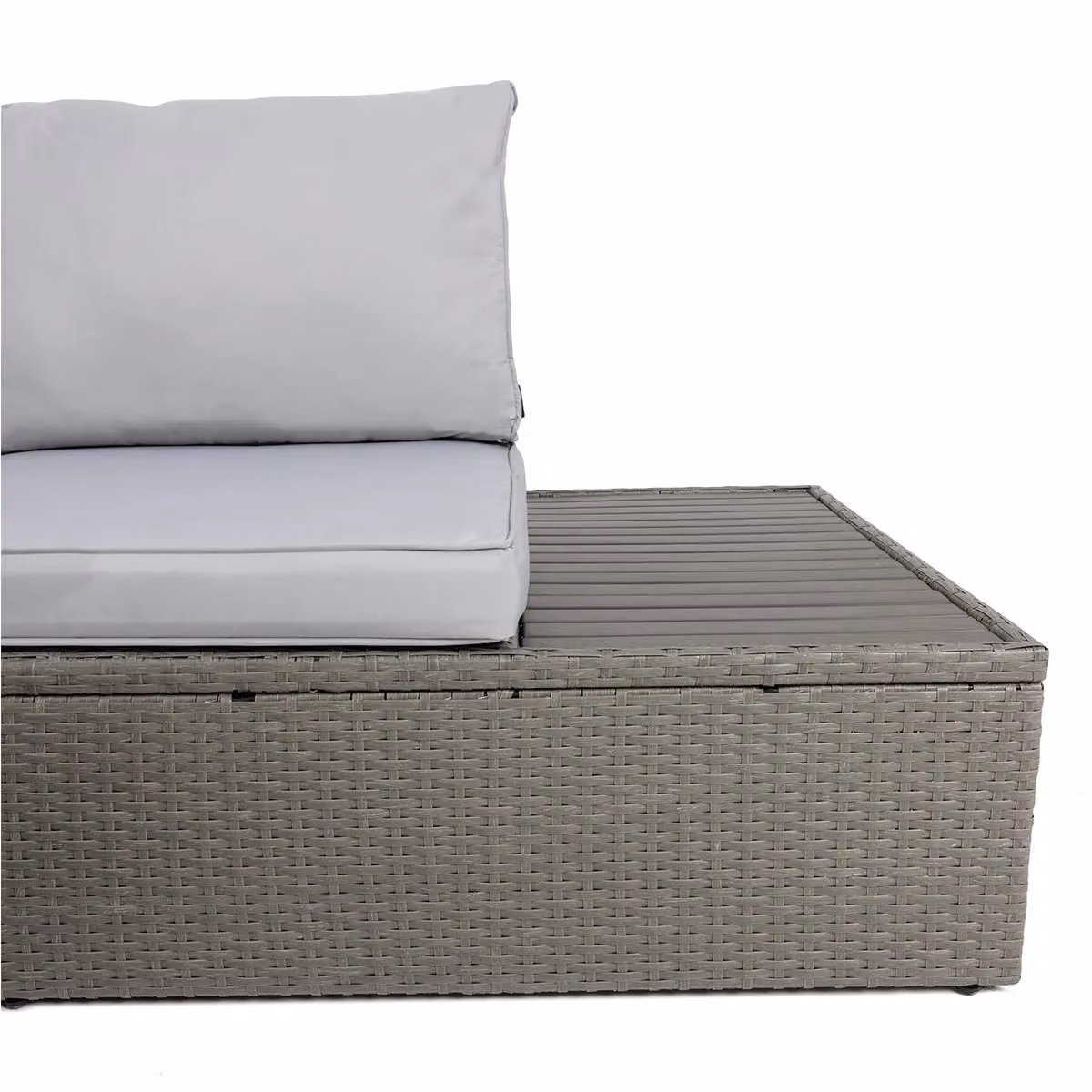 Charles Bentley Grey Rattan and Polywood L-Shape Corner Lounge Set with Cushions and Ottoman – 2