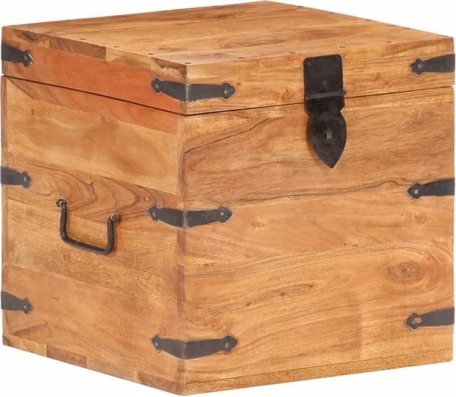Berkfield Home Rustic Acacia Wood Chest in Brown, W/D/H: 40 x 40 x 40 cm