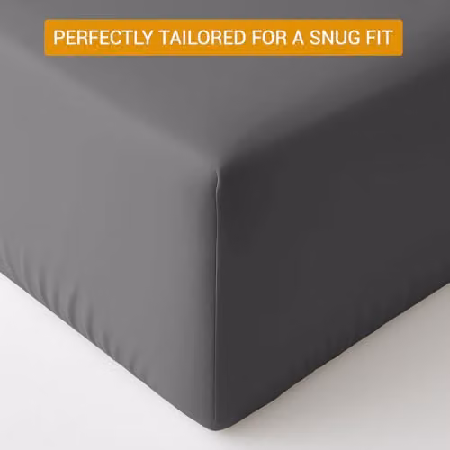 Pamposh Grey Mako Satin Cotton Double Fitted Sheet with 35 cm Extra Deep Pocket – 6
