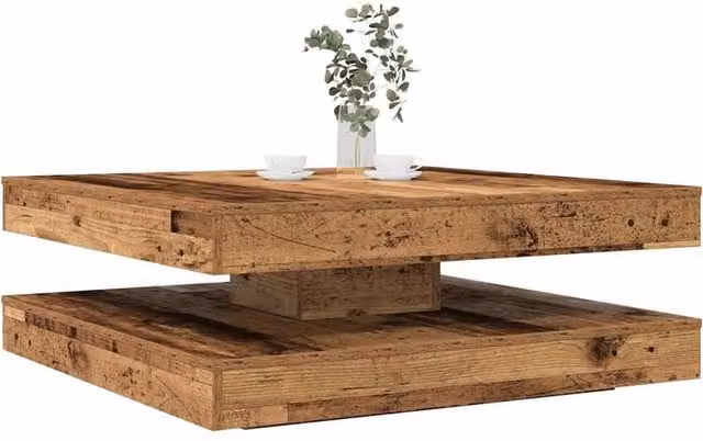 Berkfield Home 360-Degree Rotatable Square Coffee Table in Brown, W/D/H: 90 x 90 x 34.5 cm – 1
