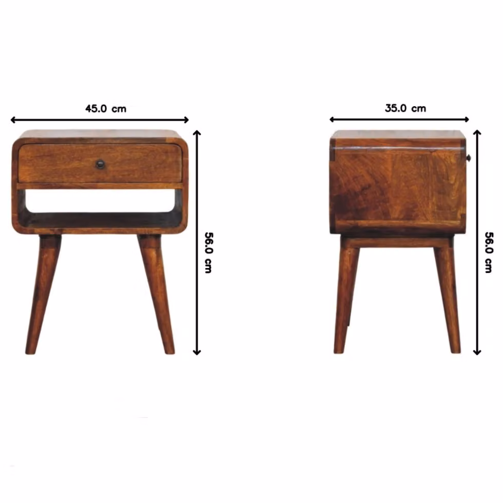 Aosom UK Solid Mango Wood Bedside Table with Drawer and Open Shelf, Brown, W/D/H: 45 x 35 x 56 cm – 3