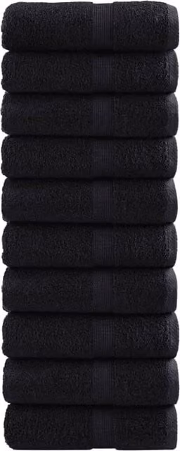 Berkfield Home SOLUND Premium Cotton Soap Towels, Black, 10 pcs, W/D/H: 30 x 30 cm, 600 gsm – 1