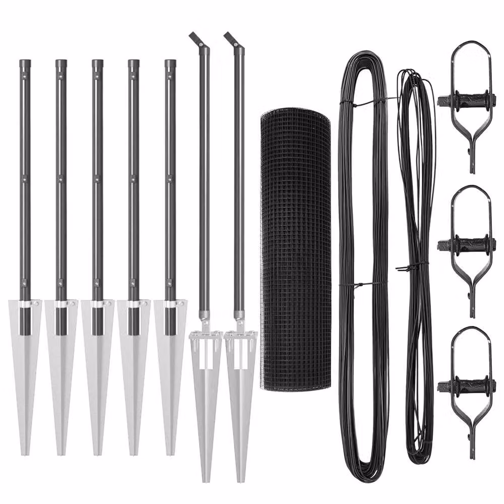 Berkfield Home Set of 2 Black Steel Round In-Ground Fence Posts, H: 100 cm, W: 1000 cm – 2
