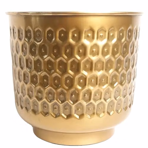 Leaf Metal Decorative Tabletop Planter in Gold, W/D/H: 22.0 x 20.0 x 22.0 cm