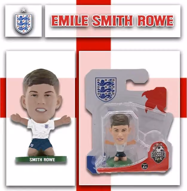 SoccerStarz England Emile Smith-Rowe 2022 Version Mini Figure, White, Height: 5 cm