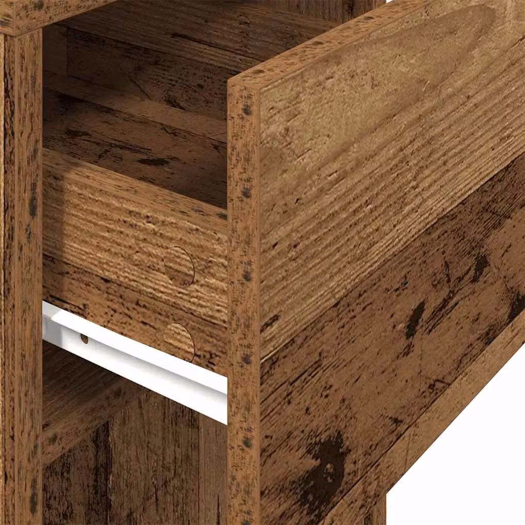 Berkfield Home Computer Tower Stand with Drawer in Brown Old Wood W/D/H: 30 x 44 x 74 cm – 4