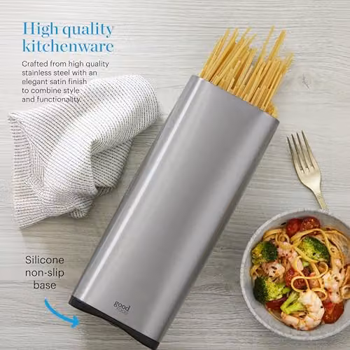 Tower GF826191 Airtight Pasta Jar with Glass Viewing Window, 3.7 l, Stainless Steel and Glass in Grey, Silver and Black – 3