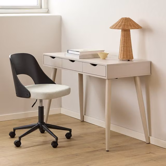 Furniture To Go Modern Rectangular Writing Desk in Grey and White with Single Pedestal and MDF Laminate Finish – 1