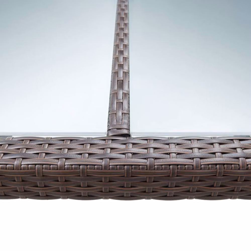 Berkfield Home Brown Poly Rattan Outdoor Dining Table with Glass Top, W/D/H: 200 x 150 x 74 cm – 3