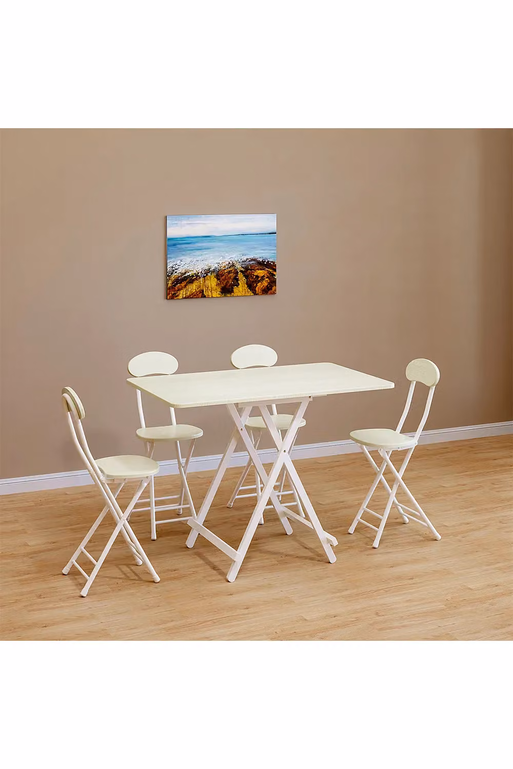 Living and Home White Folding Wooden Dining Table, W/D/H: 100 x 60 x 74 cm – 3