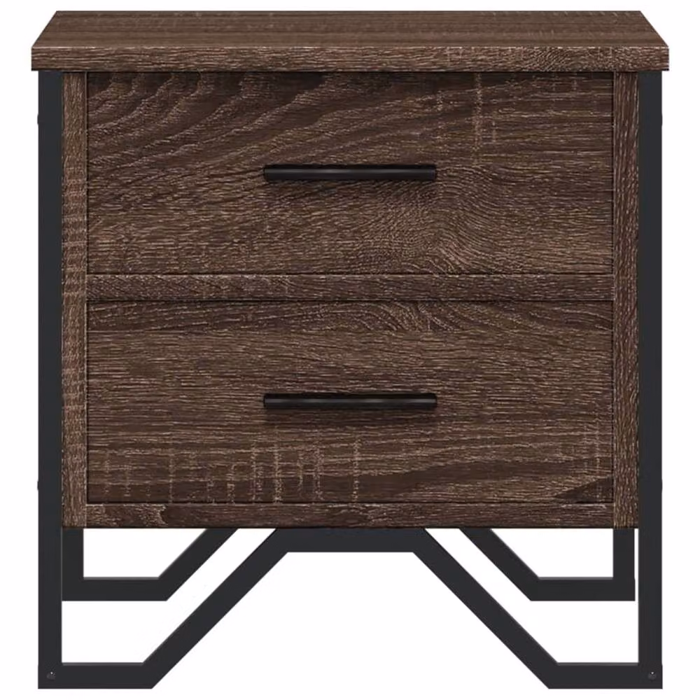 Berkfield Home Modern Bedside Cabinets, 2 Piece Set in Brown Oak, W/D/H: 40 x 41 x 40 cm – 4