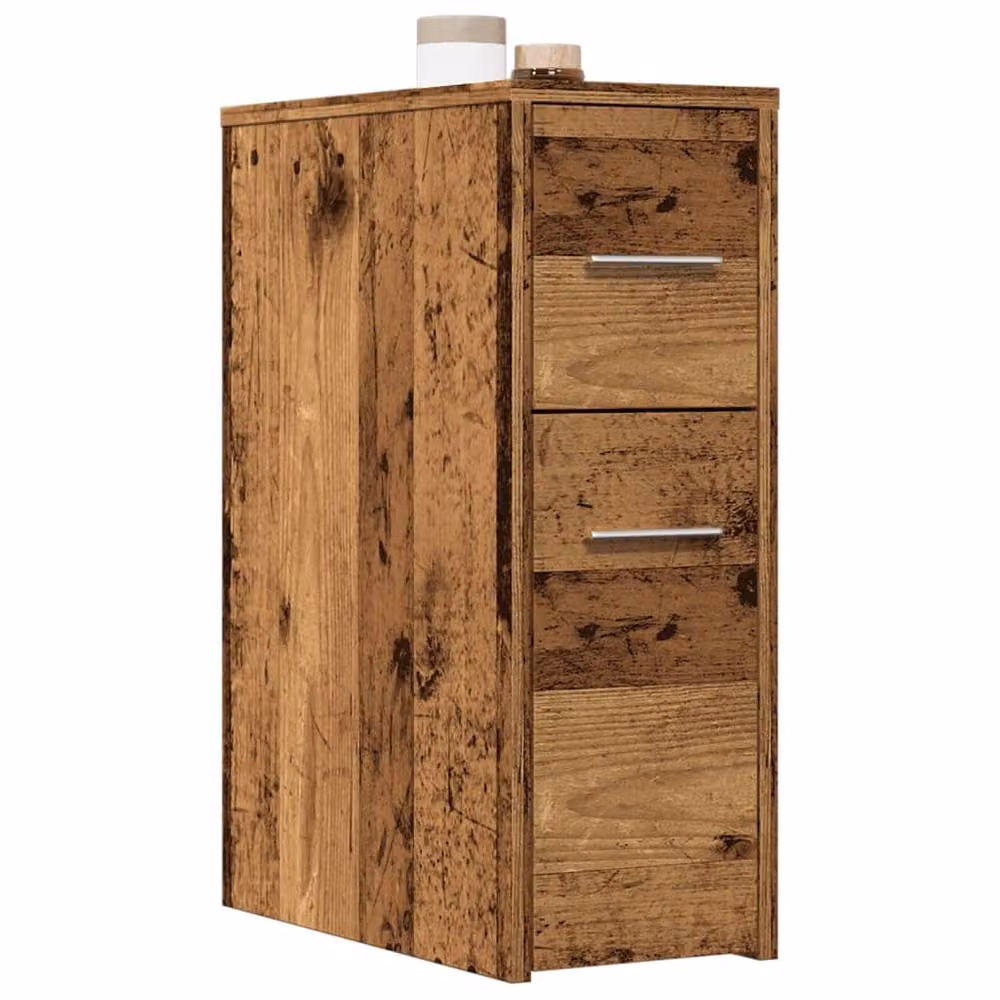 Berkfield Home Narrow Freestanding Bathroom Cupboard with Wheels in Brown Old Wood – 2