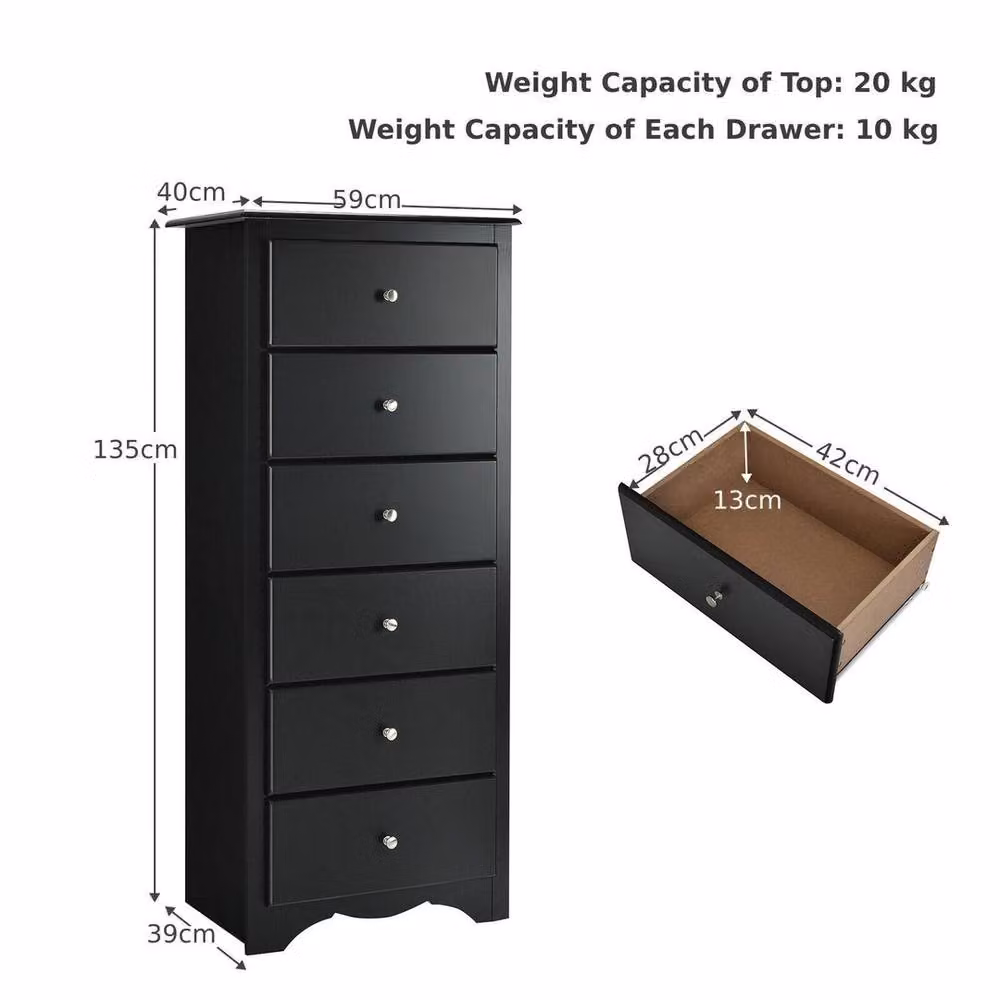 Kelvenix Modern Freestanding 6 Drawer Chest of Drawers in Black Matt – 2