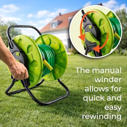 St Helens Home & Garden Green Hose Cart with 50m Hose and Spray Nozzle Connector – 3