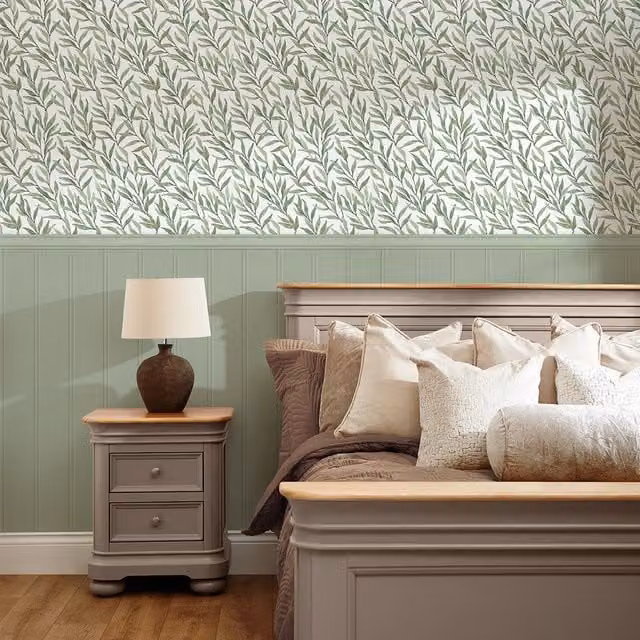 I Love Wallpaper Willow Leaf Botanical Floral Panel Wallpaper in Green