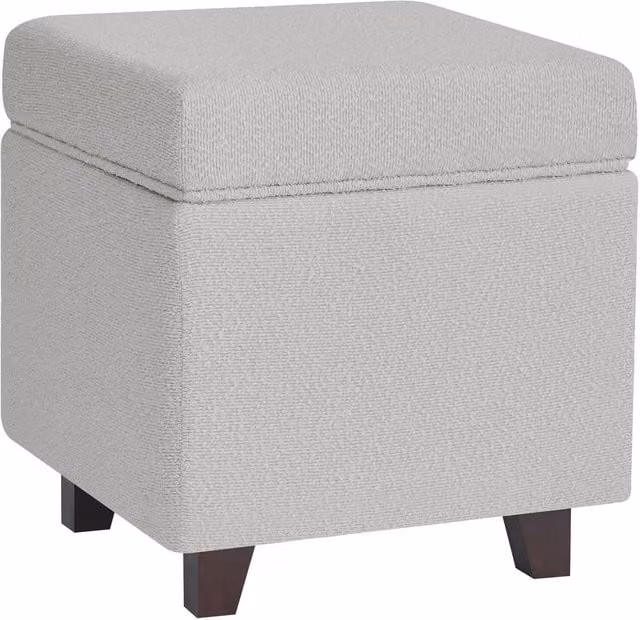 Livinluxury Grey Bouclé Fabric Storage Ottoman Footstool