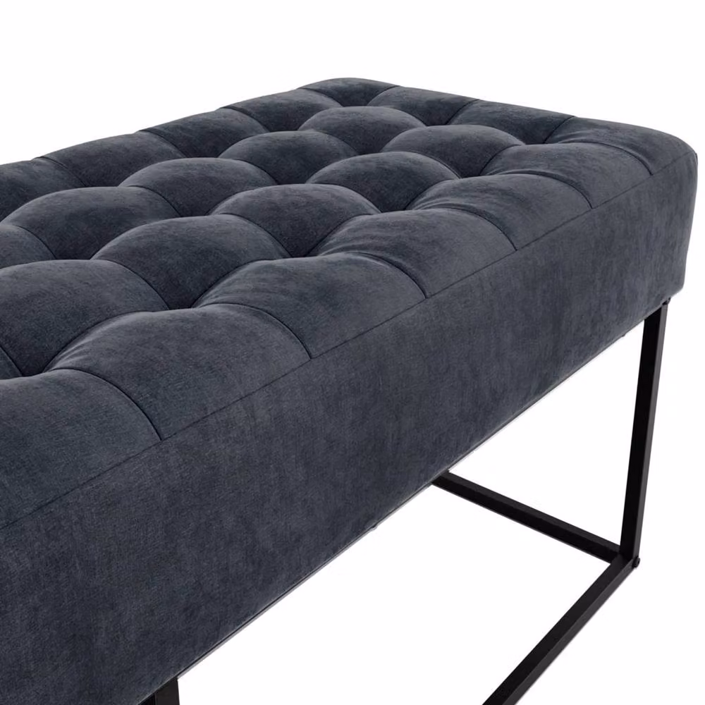 Wyld Haus Cavan Upholstered Diamond Bench in Steel Grey Chenille, W/D/H: 121.0 x 41.5 x 46.5 cm – 3
