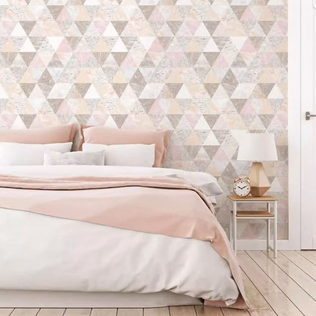 YoL Abstract Geometric Triangles Modern Wallpaper in Pink and Multicolour