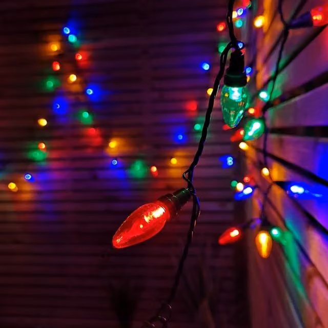 Samuel Alexander Multi-Coloured LED Large Festoon Bulb Christmas String Lights, 12m