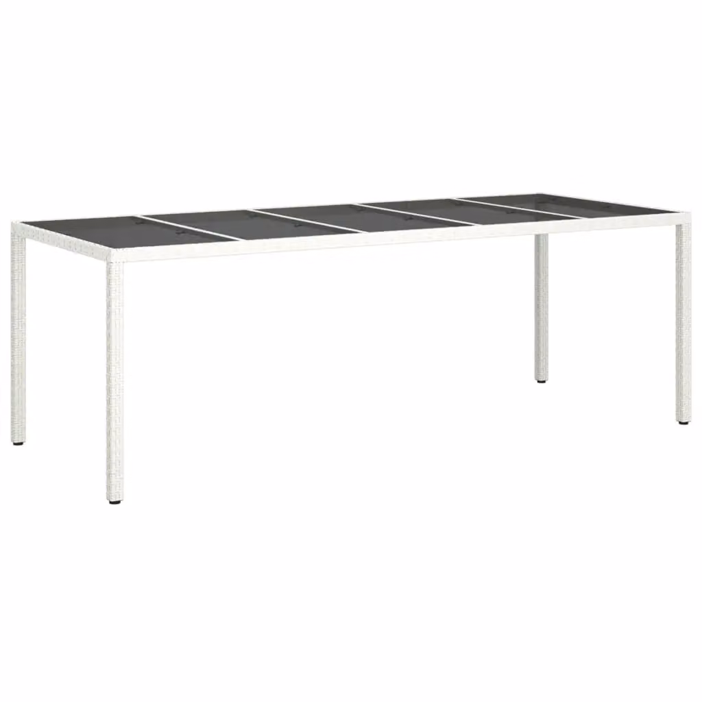Berkfield Home White Poly Rattan and Tempered Glass Garden Table W: 250 cm, D: 100 cm, H: 75 cm – 2