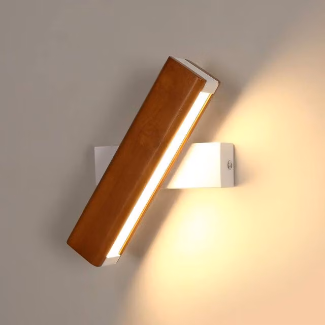 COMELY Adjustable Wooden LED Indoor Wall Lights with Warm White 3000K Illumination