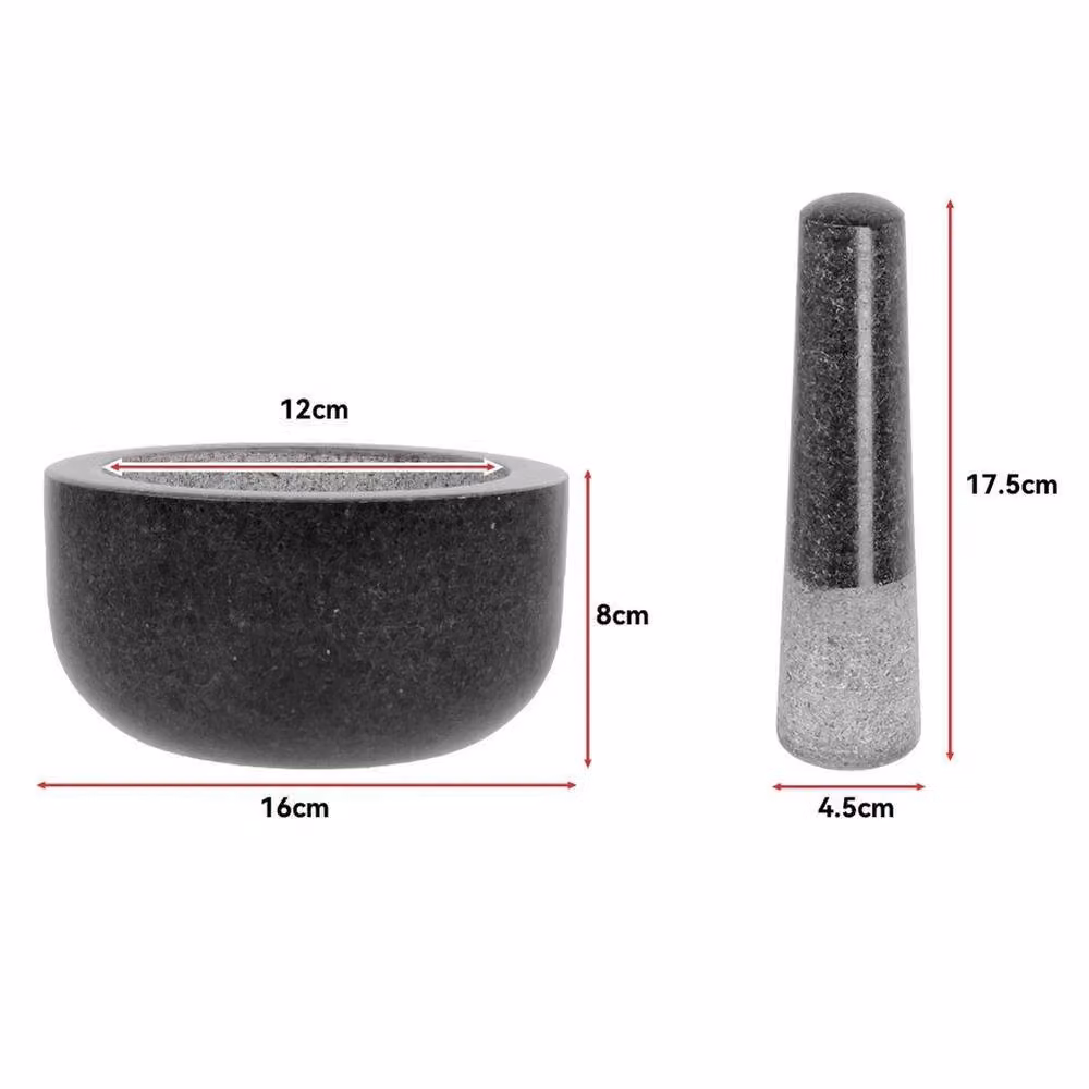 SPETLEK Large Round Granite Pestle and Mortar Set in Black – 4