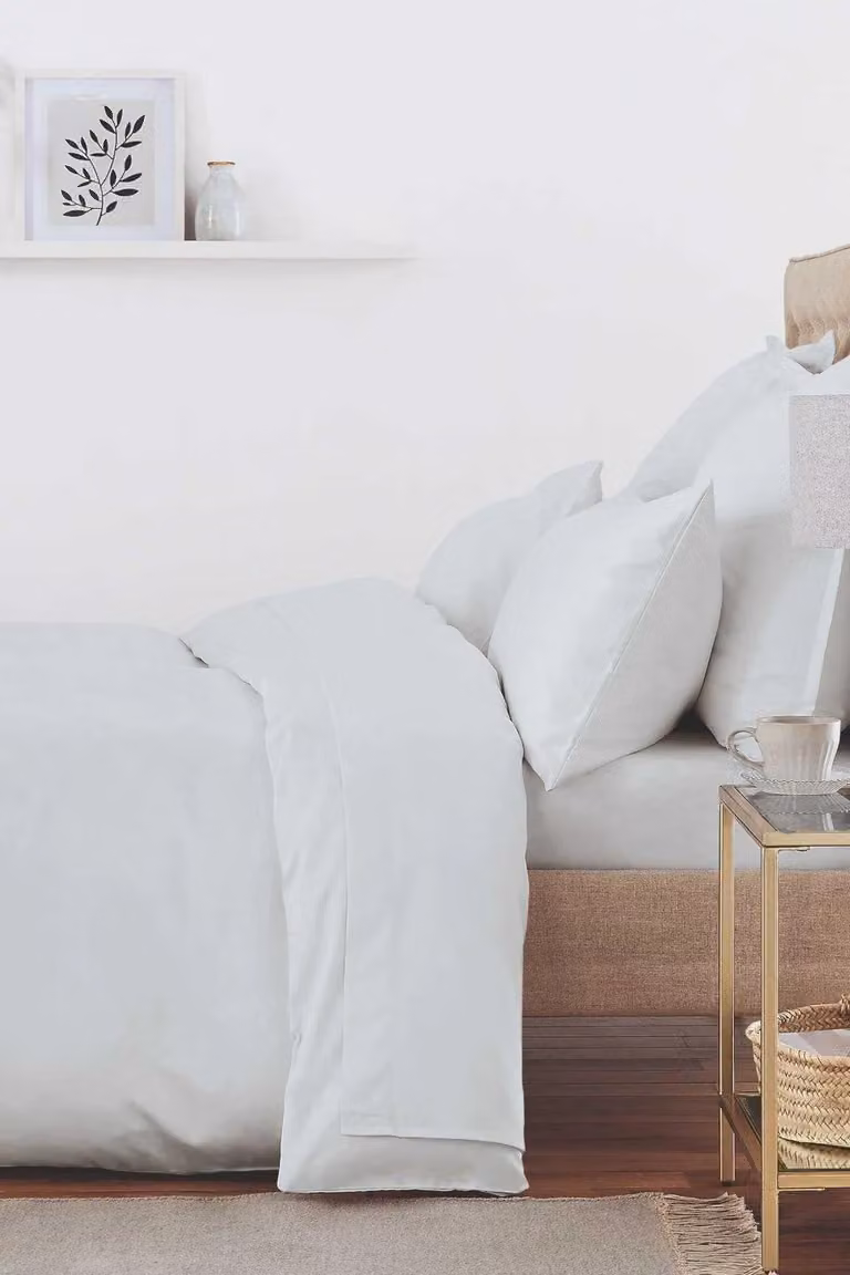 Murmur 250TC Plain Dye Cotton Percale King Flat Sheet in Grey, W: 180 cm x L: 200 cm
