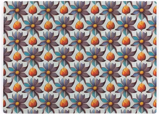 Purely Home Purple and White Floral Tile Rectangular Smooth Glass Kitchen Worktop Protector