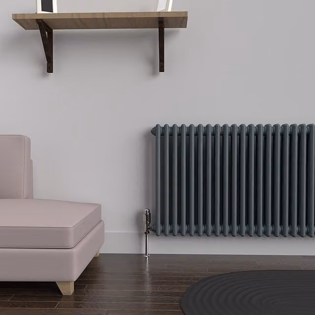 Lux Heat Horizontal Column Radiator in Slate Grey, W/H: 60.0 x 137.0 cm