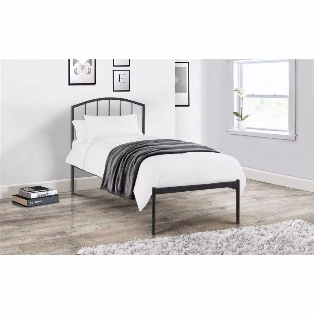 Ashfield Modern Curved Metal Low End Bed Frame in Anthracite Grey, Size: 140 x 200 cm – 2