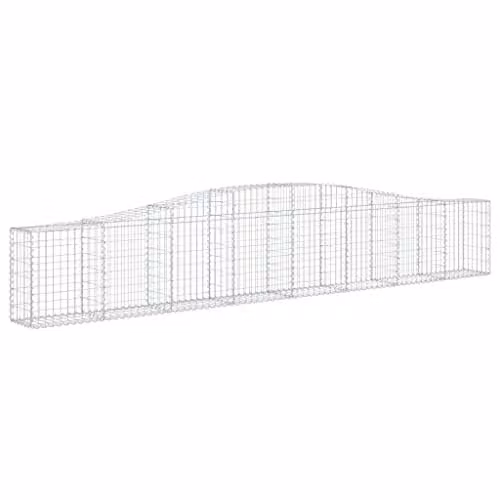 vidaXL Set of 10 Arched Gabion Baskets in Silver Galvanised Steel, W: 400 cm, D: 30 cm, H: 60/80 cm – 1