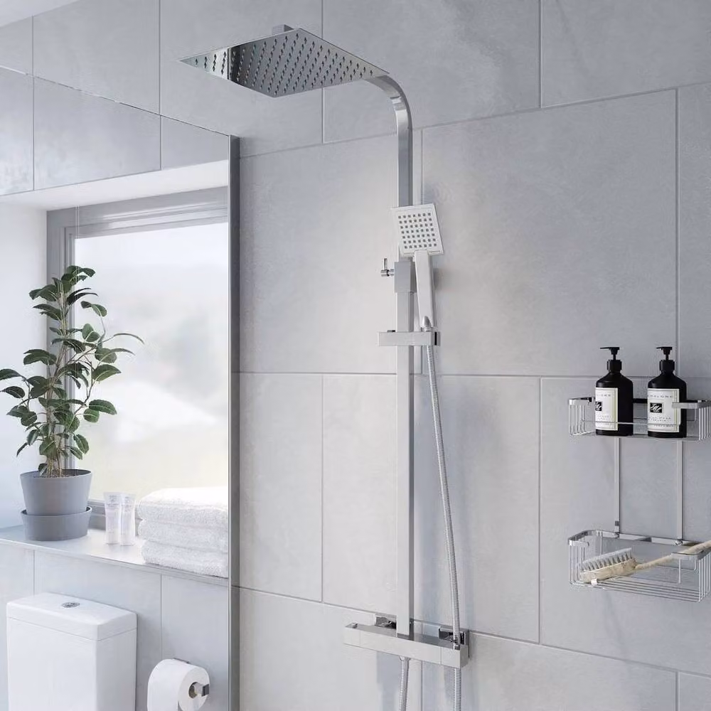 KORVIXA Modern Thermostatic Exposed Single Lever Shower Mixer in Silver Chrome – 2