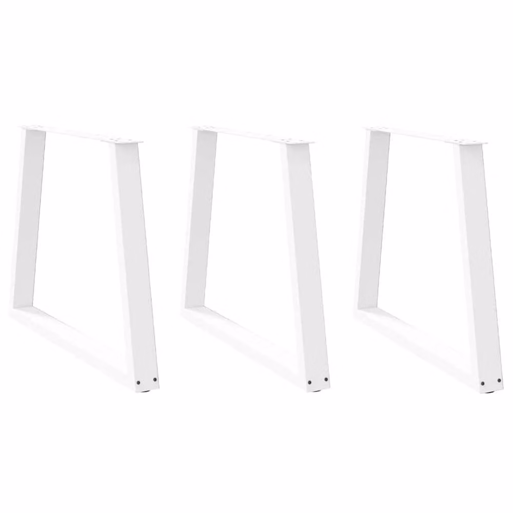 Berkfield Home Modern V-Shape Dining Table Legs, 3 Piece White Steel Set, H: 70-73.3 cm