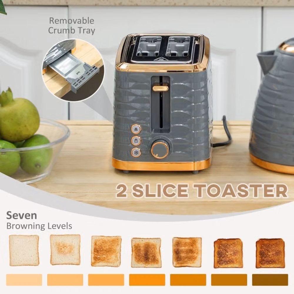Rolipo Grey Kettle and 2 Slice Toaster Set – 4