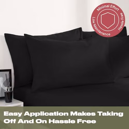 OHS Black Single Microfibre Deep Fitted Bed Sheet, W/D/H: 90 x 190 x 30 cm – 4