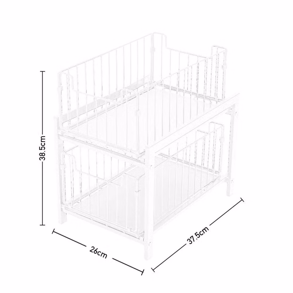 EONLION White Metal Pull Out Basket Storage Rack – 2
