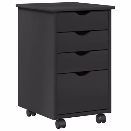 vidaXL Rolling Cabinet in Grey Solid Pine Wood, W/D/H: 34 x 39 x 56 cm