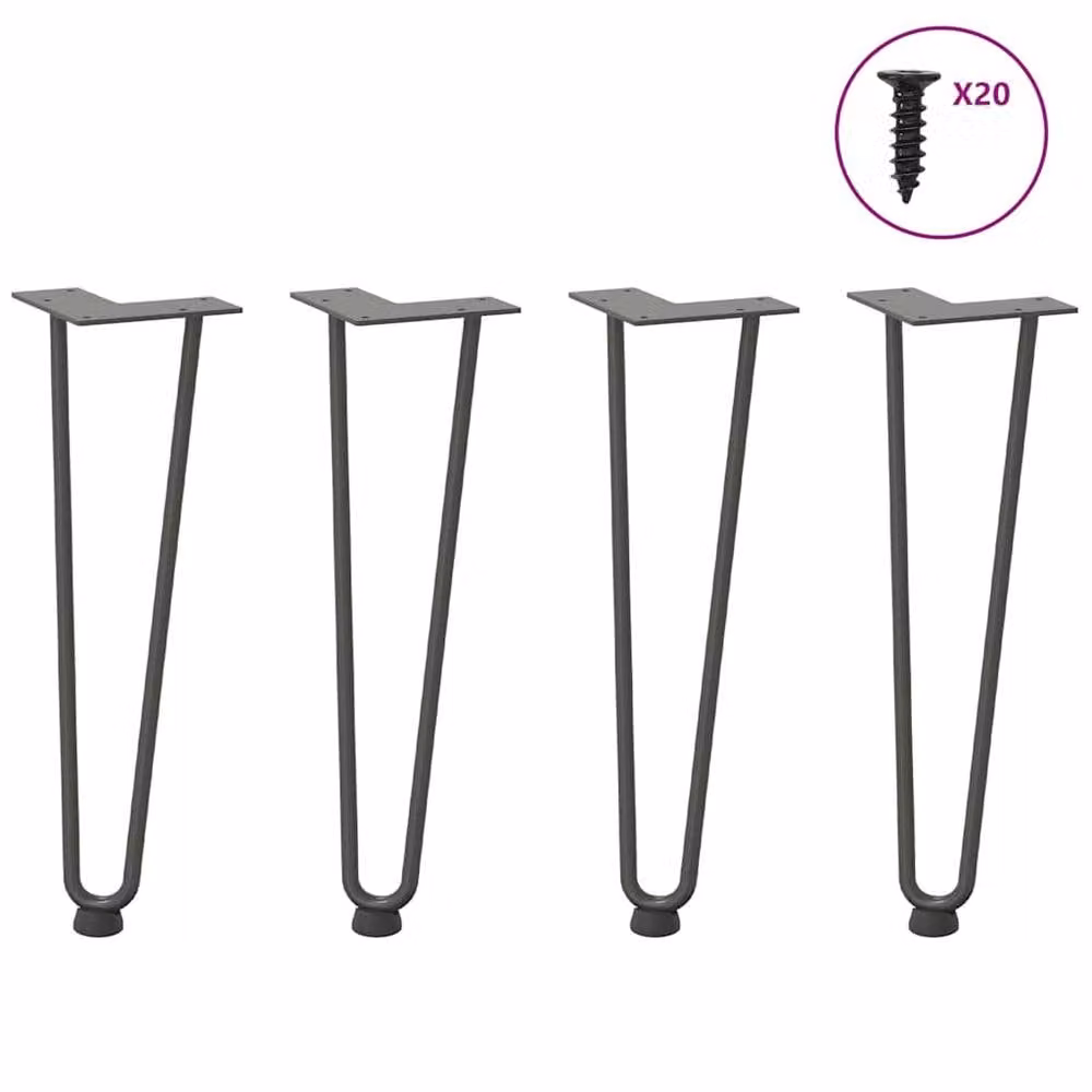 Berkfield Home Hairpin Table Legs, 4 Pieces, Anthracite Grey, Solid Steel, Height: 42 cm