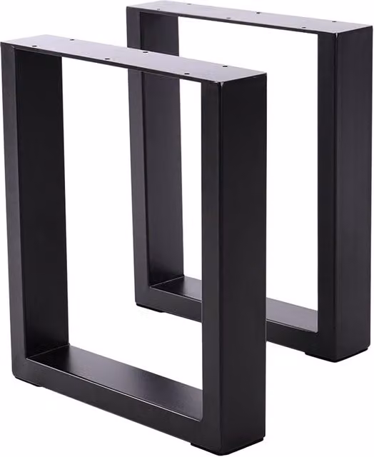 Living and Home 2Pcs Industrial Heavy Duty Rectangular Metal Dining Table Replacement Legs in Matt Black