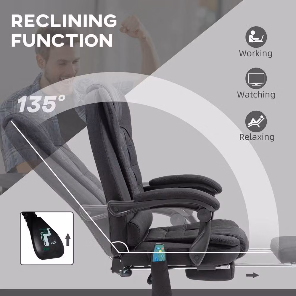 NESTLUNE Heated Vibration Massage Office Chair with Footrest in Black – 5