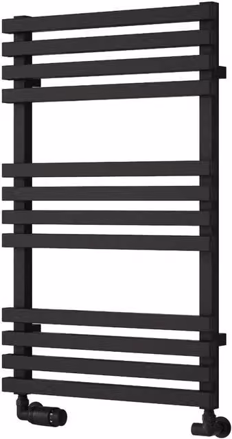 Bathroom Kingdom Kale Black Straight Heated Towel Rail, W/H: 50.0 x 81.6 cm