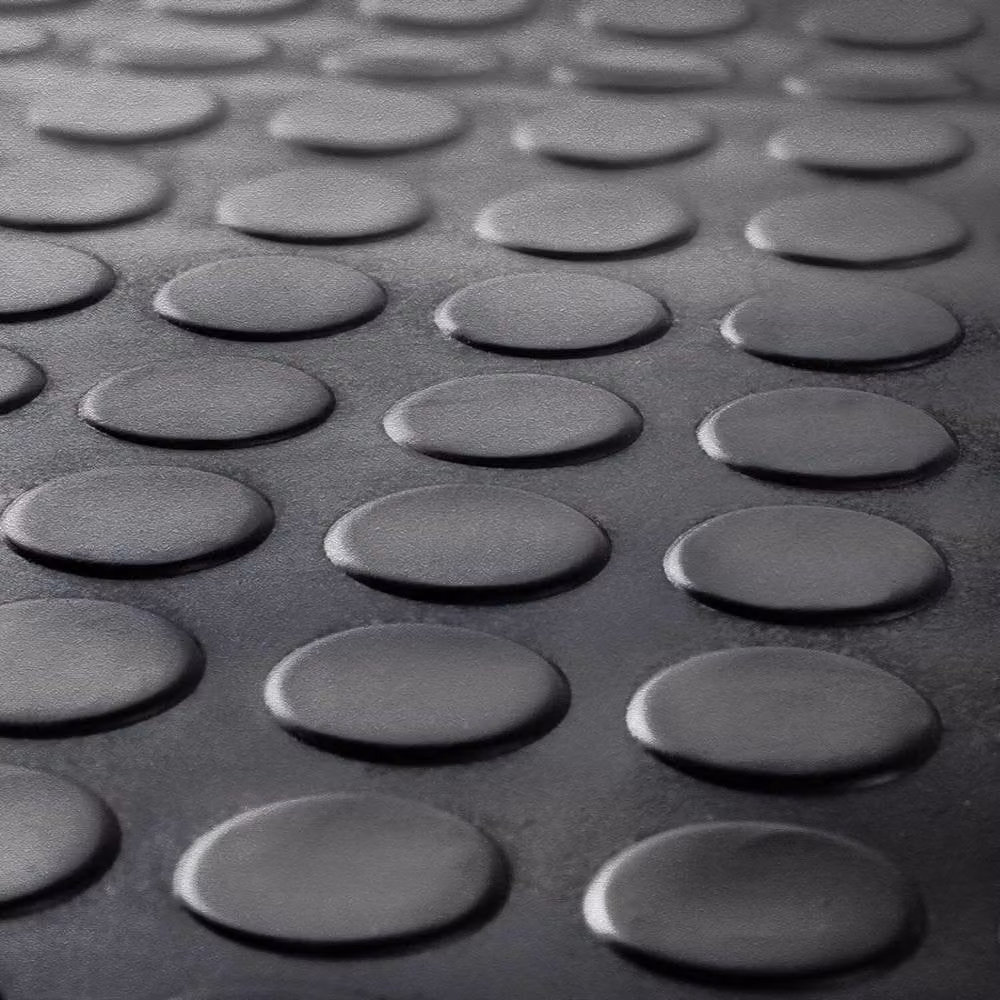 Ark Mat Black Rubber Flooring Matting with Geometric Coin Pattern W: 180 cm, D: 500 cm, H: 0.3 cm – 3