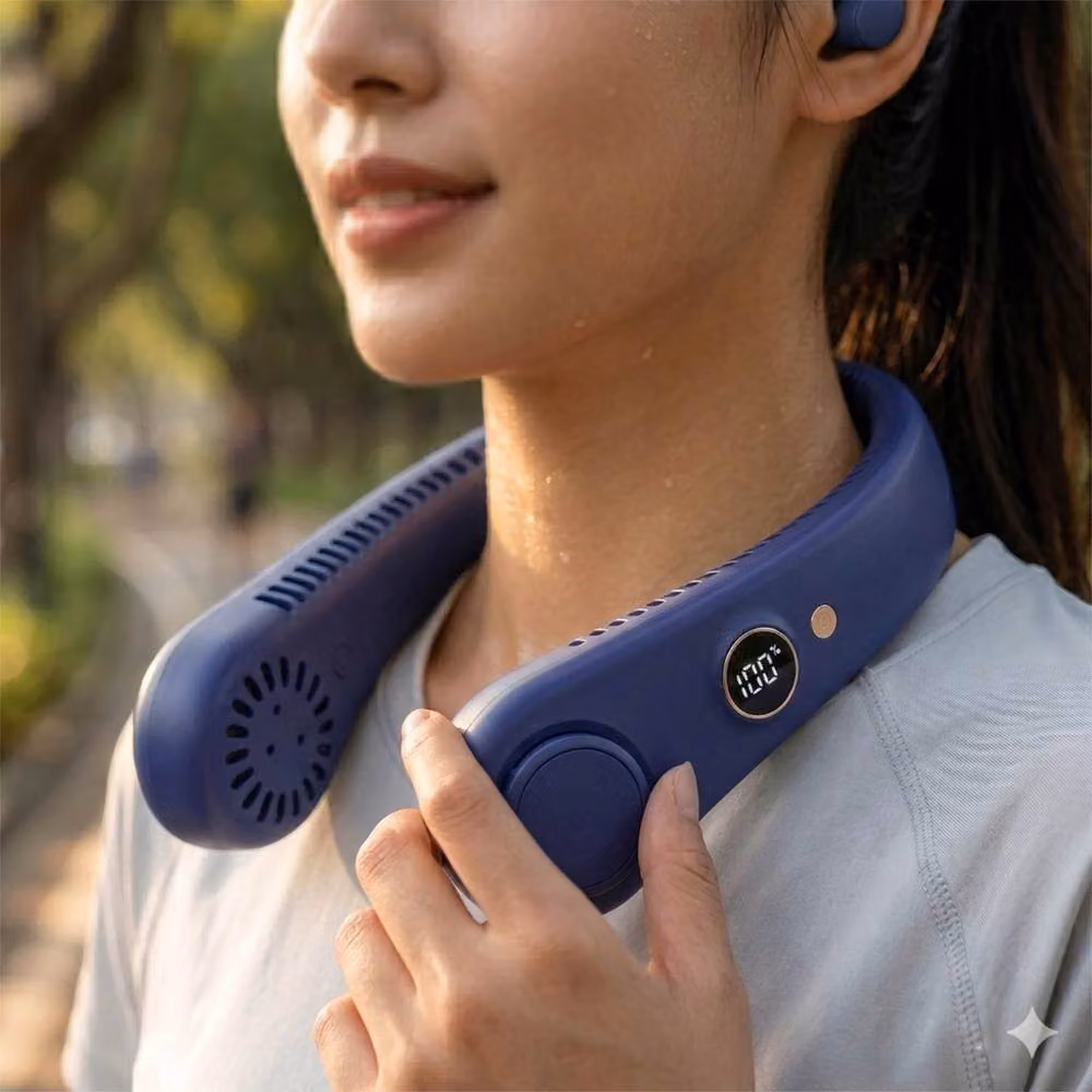 Dragodirect Portable Rechargeable Bladeless Digital Mini Neck Cooling Fan, Blue – 2