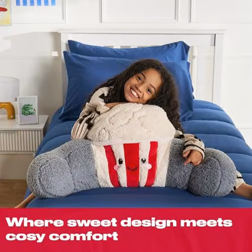 OHS Popcorn Cuddle Cushion for Adults in Red and Grey Teddy Fleece, W/D/H: 80 x 32 x 35 cm – 2