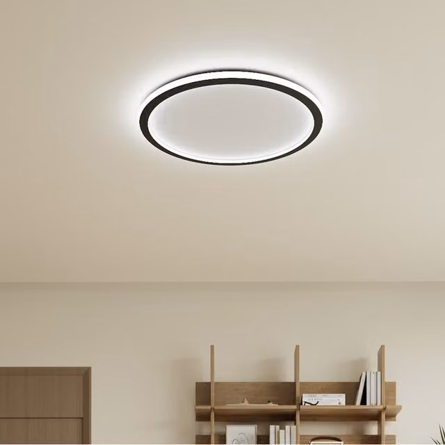 Livingandhome Modern LED Circular Ceiling Light in White and Black with Remote Control and Dimming Function