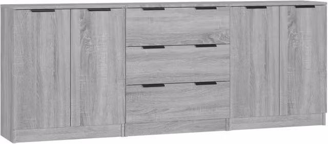 Berkfield Home 3 Piece Sideboard Set in Grey Sonoma Engineered Wood