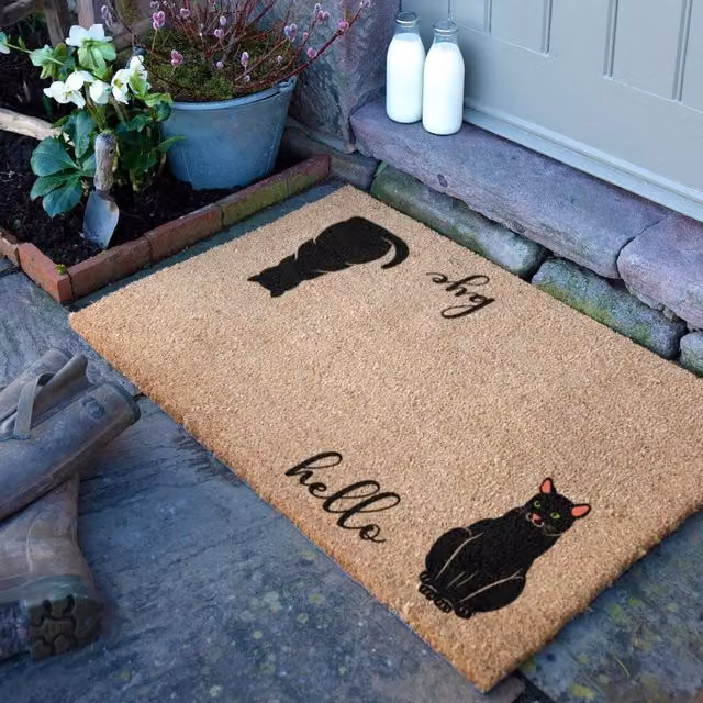 Artsy Mats Hello Bye Cats Doormat in Brown, W/D: 90 x 60 cm