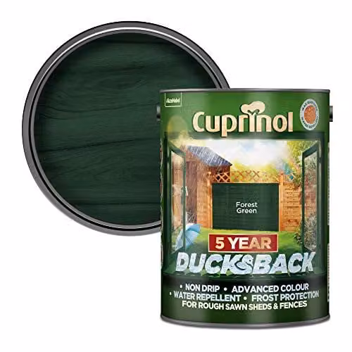 Cuprinol Ducksback 5 Year Waterproof Shed and Fence Protector, 5 l, Forest Green