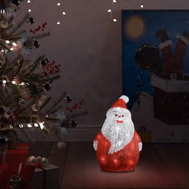 Berkfield Home Red LED Acrylic Santa Figure for Indoor and Outdoor Use, Height: 28 cm – 1