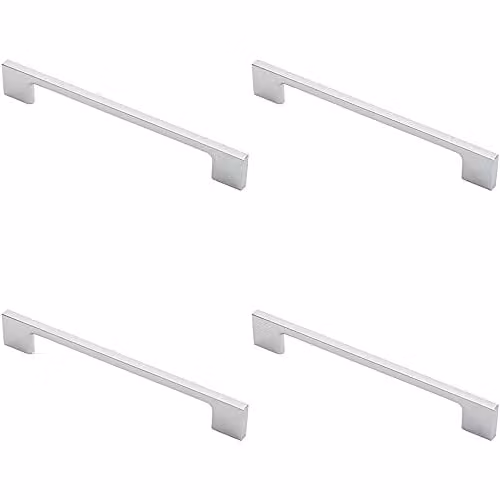 Loops 4 Pack Slim D-Shape Bow Pull Handles in Polished Chrome, Fixing Centres: 160 mm, W/D/H: 190 x 7 mm
